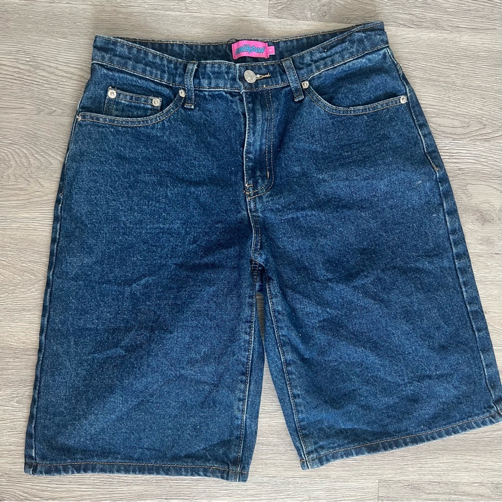 Edikted Dark Blue Denim Shorts
